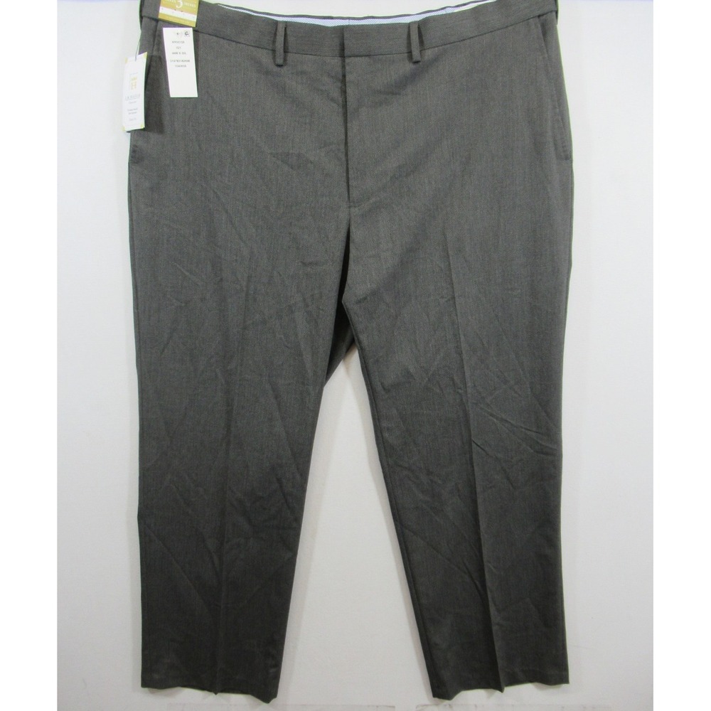 NEW Haggar Premium Stretch Suit Dress Pants Men 44x30 Gray Diamond Weave